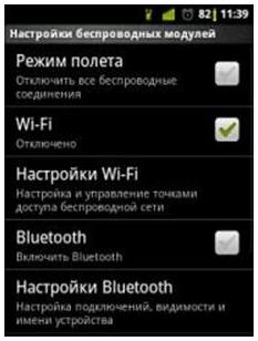 Активация Wi-Fi