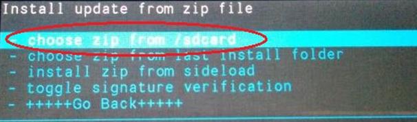 Choose zip from /sdcard